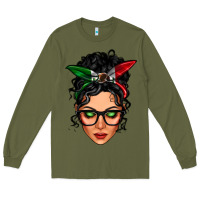 Army Green mexican latina girl messy bun Long Sleeve Tee - LillyAllenDesigns