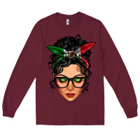 Burgundy mexican latina girl messy bun Long Sleeve Tee - LillyAllenDesigns