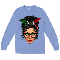 Colony Blue mexican latina girl messy bun Long Sleeve Tee - LillyAllenDesigns