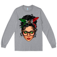 Heather Grey mexican latina girl messy bun Long Sleeve Tee - LillyAllenDesigns