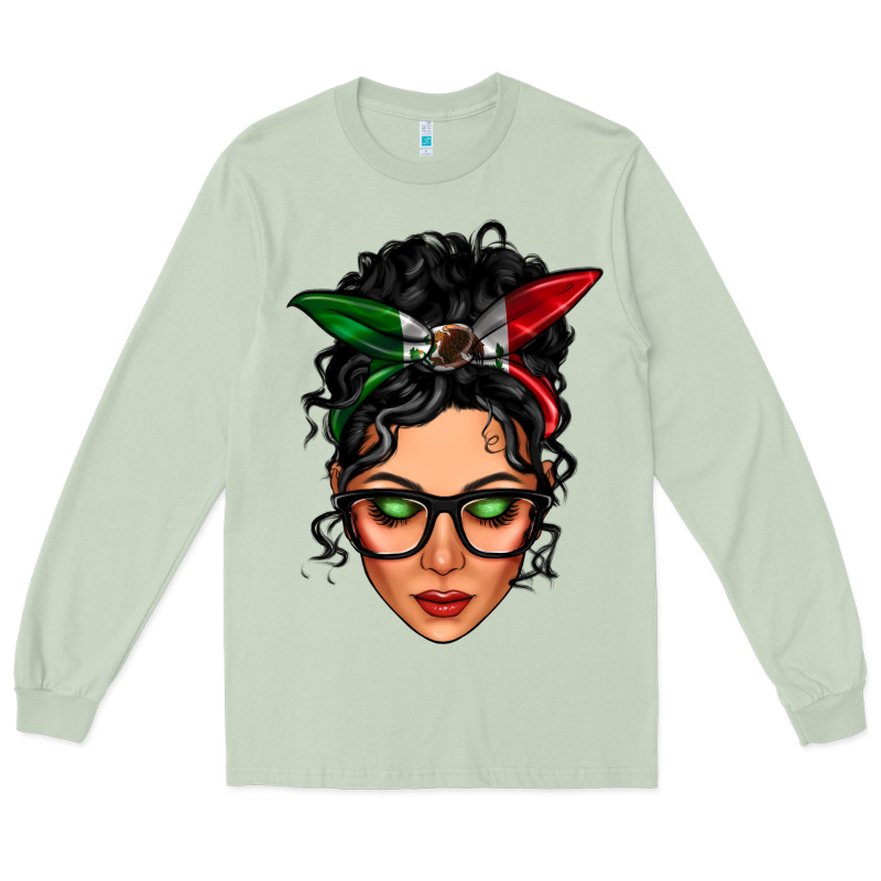 Mexican Latina Girl Messy Bun Long Sleeve Tee by LillyAllenDesigns | Teevron