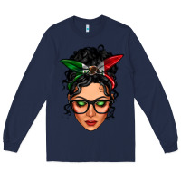 Navy mexican latina girl messy bun Long Sleeve Tee - LillyAllenDesigns