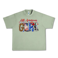 Oil Green all american girl Urban Heavy Tee - NancyCooperArtShop