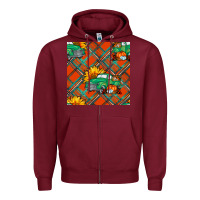 Burgundy Fall truck Zipper Hoodie - NancyCooperArtShop