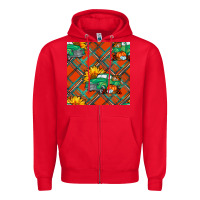 Red Fall truck Zipper Hoodie - NancyCooperArtShop