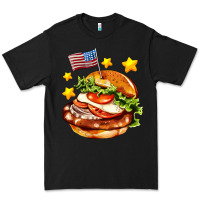 Black american flag and hamburger Premium Tee - AdoDesignShop
