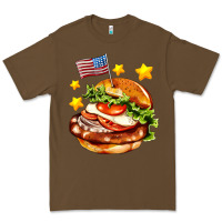 Cacao american flag and hamburger Premium Tee - AdoDesignShop