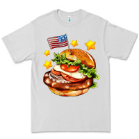 Dove Grey american flag and hamburger Premium Tee - AdoDesignShop