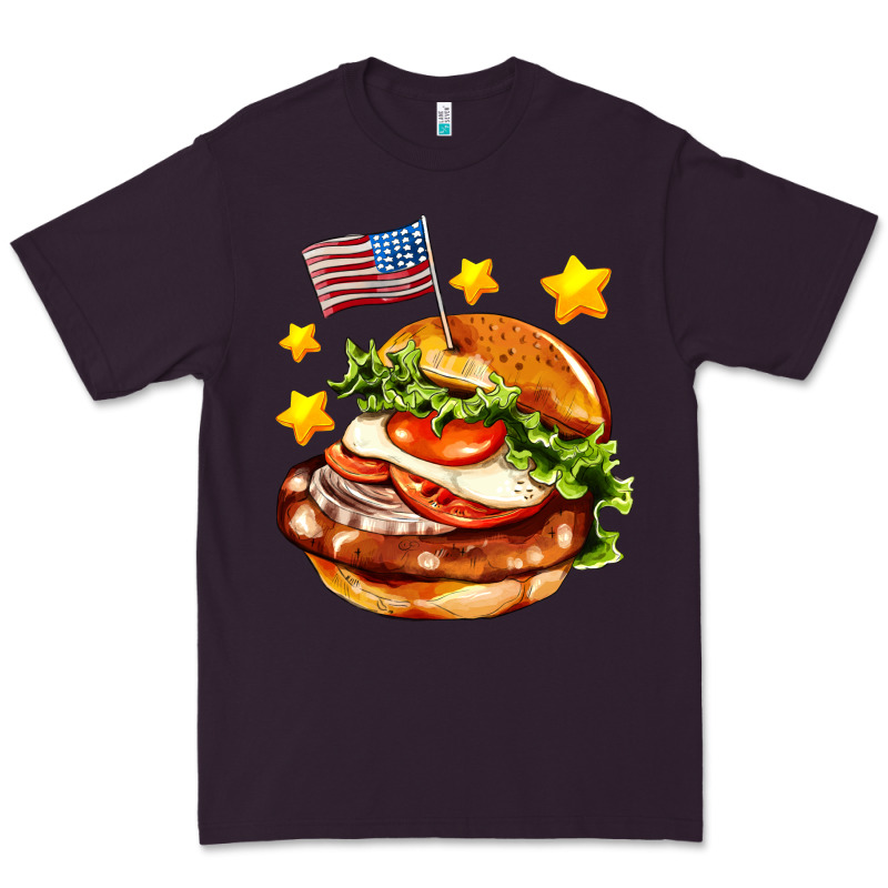 American Flag And Hamburger Premium Tee by AdoDesignShop | Teevron