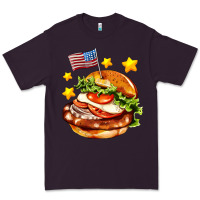 Plum american flag and hamburger Premium Tee - AdoDesignShop