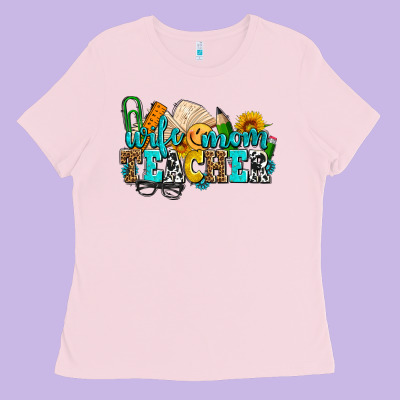 Wife Mom Teacher With Sunflowers Ladies Tee Designed By Adodesignshop