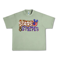 Oil Green stars and stripes Urban Heavy Tee - NancyCooperArtShop