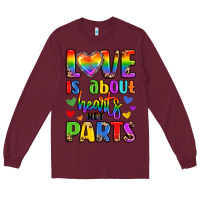 Burgundy love is about hearts not parts Long Sleeve Tee - LillyAllenDesigns