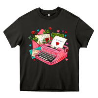 Pink Typewriter And Letters Heavy Core Tee | Teevron