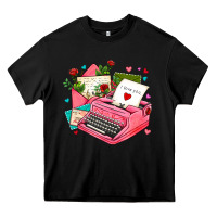 Black pink typewriter and letters Heavy Core Tee - AdoDesignShop