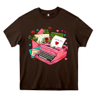 Chocolate Brown pink typewriter and letters Heavy Core Tee - AdoDesignShop