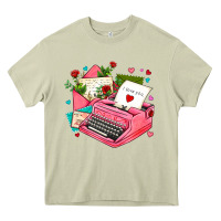Mossy pink typewriter and letters Heavy Core Tee - AdoDesignShop
