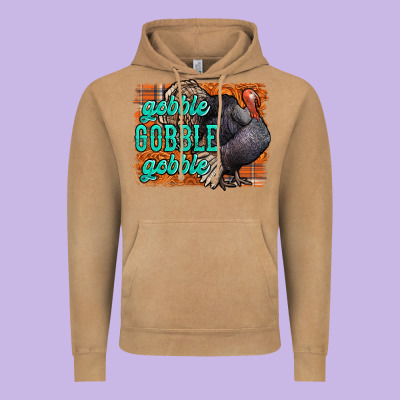 Thanksgiving Turkey Gobble Gobble Vintage Hoodie Designed By Nancycooperartshop