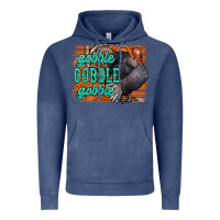 Vintage Denim Thanksgiving Turkey Gobble Gobble Vintage Hoodie - NancyCooperArtShop