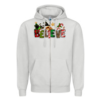 Dove Grey christmas believe Zipper Hoodie - texasbilliewilder