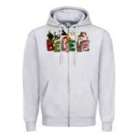 Heather Grey christmas believe Zipper Hoodie - texasbilliewilder