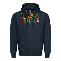 Navy christmas believe Zipper Hoodie - texasbilliewilder