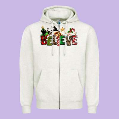 Christmas Believe Zipper Hoodie Designed By Texasbilliewilder