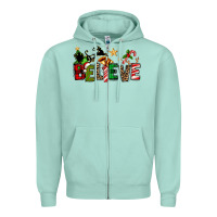 Seafoam christmas believe Zipper Hoodie - texasbilliewilder