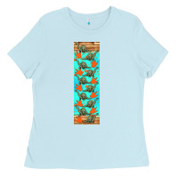 Baby Blue dinosaur brontosaurus pen wrap Ladies Tee - Artiststas