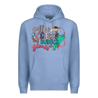 Colony Blue coffee scrubs and rubber gloves Premium Hoodie - CowGirlArtShop