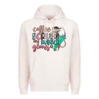 Pale Pink coffee scrubs and rubber gloves Premium Hoodie - CowGirlArtShop