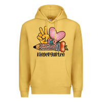 Antique Gold peace love kindergarten Premium Hoodie - JahusDesignShop