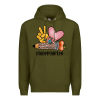 Army Green peace love kindergarten Premium Hoodie - JahusDesignShop