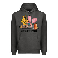 Charcoal Heather peace love kindergarten Premium Hoodie - JahusDesignShop
