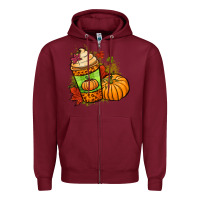Burgundy Fall pumpkin coffee Zipper Hoodie - NancyCooperArtShop
