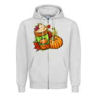 Dove Grey Fall pumpkin coffee Zipper Hoodie - NancyCooperArtShop