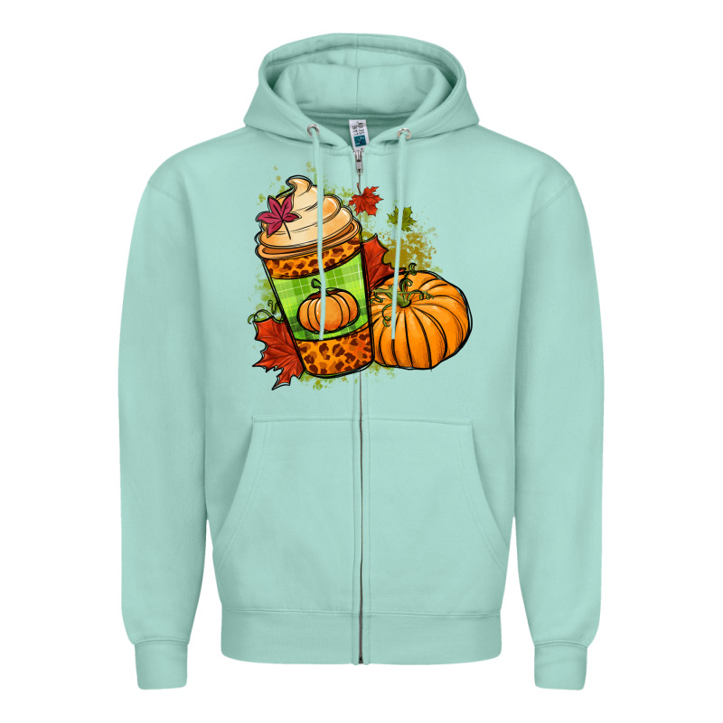 Fall Pumpkin Coffee Zipper Hoodie by NancyCooperArtShop | Teevron