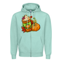 Seafoam Fall pumpkin coffee Zipper Hoodie - NancyCooperArtShop