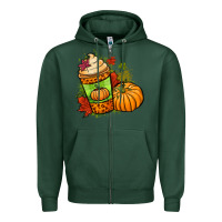 Sports Green Fall pumpkin coffee Zipper Hoodie - NancyCooperArtShop
