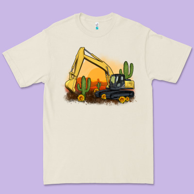 Excavator Cactus Sunflower Sunset Premium Tee Designed By Artiststas