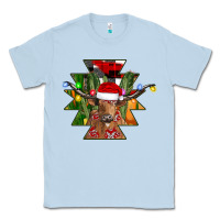 Dusty Blue longhorn Aztec Christmas Classic Tee - CowhideDigitalArt