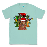 Seafoam longhorn Aztec Christmas Classic Tee - CowhideDigitalArt