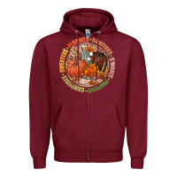 Burgundy Bonfires flannels smores campfires pumpkin Zipper Hoodie - NancyCooperArtShop