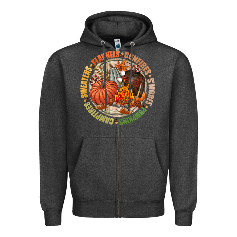 Bonfires Flannels Smores Campfires Pumpkin Zipper Hoodie by NancyCooperArtShop | Teevron