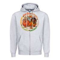 Heather Grey Bonfires flannels smores campfires pumpkin Zipper Hoodie - NancyCooperArtShop