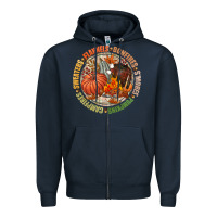 Navy Bonfires flannels smores campfires pumpkin Zipper Hoodie - NancyCooperArtShop