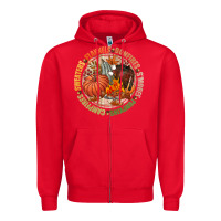 Red Bonfires flannels smores campfires pumpkin Zipper Hoodie - NancyCooperArtShop