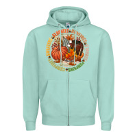 Seafoam Bonfires flannels smores campfires pumpkin Zipper Hoodie - NancyCooperArtShop