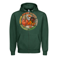 Sports Green Bonfires flannels smores campfires pumpkin Zipper Hoodie - NancyCooperArtShop