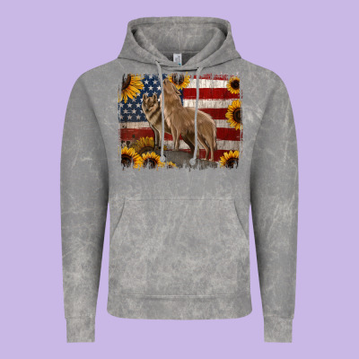 American Th Of July Wolves Vintage Hoodie Designed By Jasminsmagicworld
